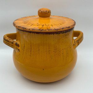 VTG De Silva D'umbria ITALY Terracotta 2.5-quart Orange Bean Pot w/Lid